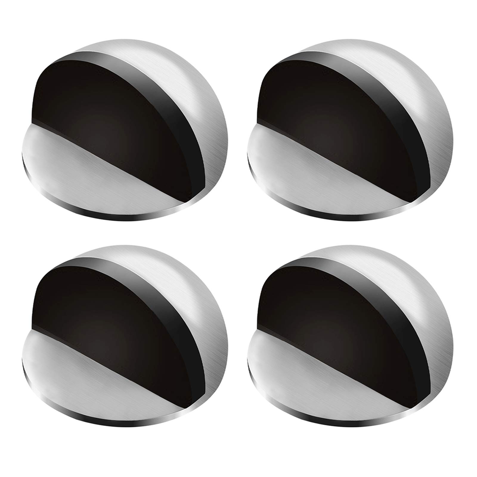 4PCS Door Stops, Stainless Steel Door Stopper Floor Mounted, Oval Adhesive Door Stop with Adhesive Pads