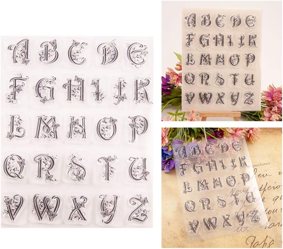 SUPVOX Clear Stamp Butterfly Alphabet Stamp Silicone Transparent DIY Craft Stamps for Diary Card Making Decoration - Image 4