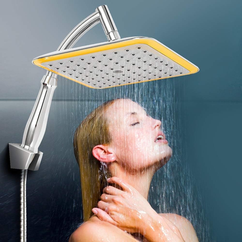 XLSTORE Square Rainfall Shower Head with Extension Pipe Chrome Bathroom Showerheads Set