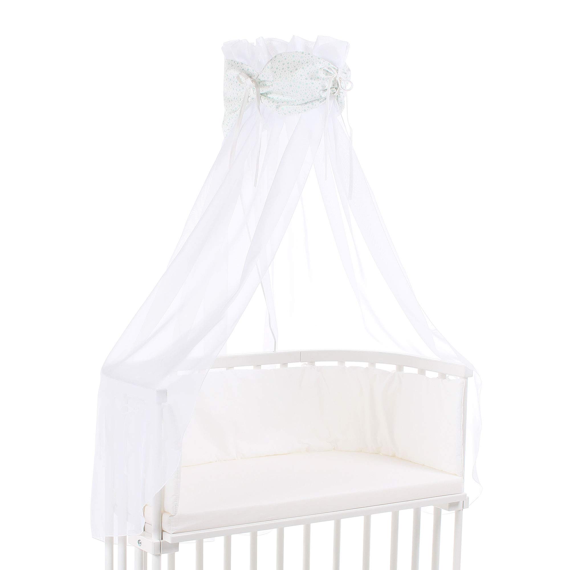 babybay Canopy Organic Cotton with Loop Suitable for All Models, White Glitter Stars Mint