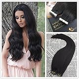 Moresoo 18 inch 100g/40pcs 100% Straight Unprocessed Virgin Remy Human Hair Off Black Color 1b Seamless Skin Weft Tape In Hair Extensions