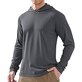 PLUMZJOY Men's UPF 50+ Sun Protection Long Sleeve Hoodie Shirt Outdoor UV Fishing Shirts for Workout, Running, Fishing,Hiking