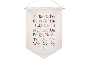 HUBBGDESIGN Rainbow Alphabet Banner, ABC Poster, Playroom Wall Decor, Educational Flag, Homeschool Classroom Decor, Boho Kids Alphabet Decor, Rainbow Classroom Wall Decor, Back to School Flag