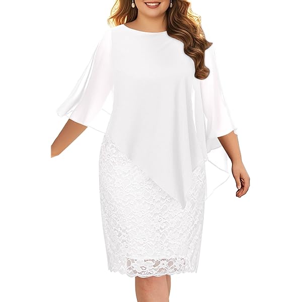 Amazon.com: SUGARWEWE Sexy Plus Size Bell Sleeves Lace Dress Party Dress  Plus, White, 3X : Clothing, Shoes & Jewelry