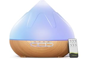 Dynooper Essential Oil Diffuser for Home: 500ML Aroma Diffuser for Hotel Office Yoga Room - Humidifier with 14 Colors LED Night Light for Kids/Women Home Relaxation,Brown