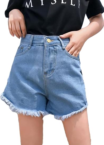 Amazon Zhongjue ジュージェン レディース デニム 短パン ゆったり ショートパンツ ストリート おしゃれ デニムショーパン ハイウエスト 着痩せ カジュアル 切りっぱなし 夏物 ショートパンツ 通販