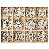Joiedomi 60pcs Christmas Wooden Snowflake Hanging