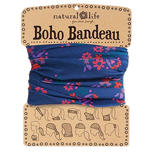 Natural life boho bandeau navy & pink flower pattern