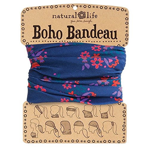 Natural Life Boho Bandeau Navy & Pink Flower Pattern