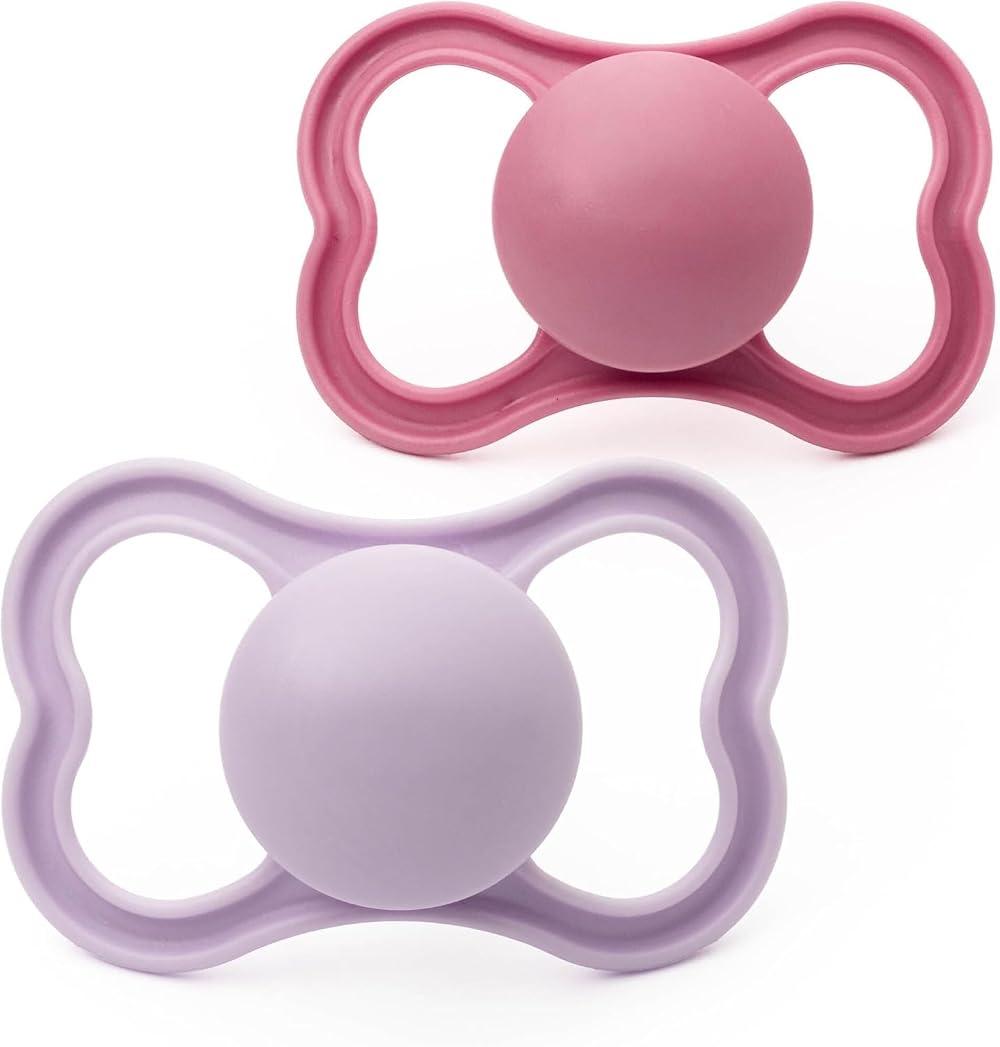 MAM Air Soothers 6-18 Months 2 Pack Pink With Self Sterilising Case