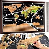 Scratch Off World Map Poster & Travel Map by OffiCreative | 32.5 x 23.5 Inches Travel Map | with Compass, Magnifier, Scratcher, Pins, Emotion & Memory Stickers