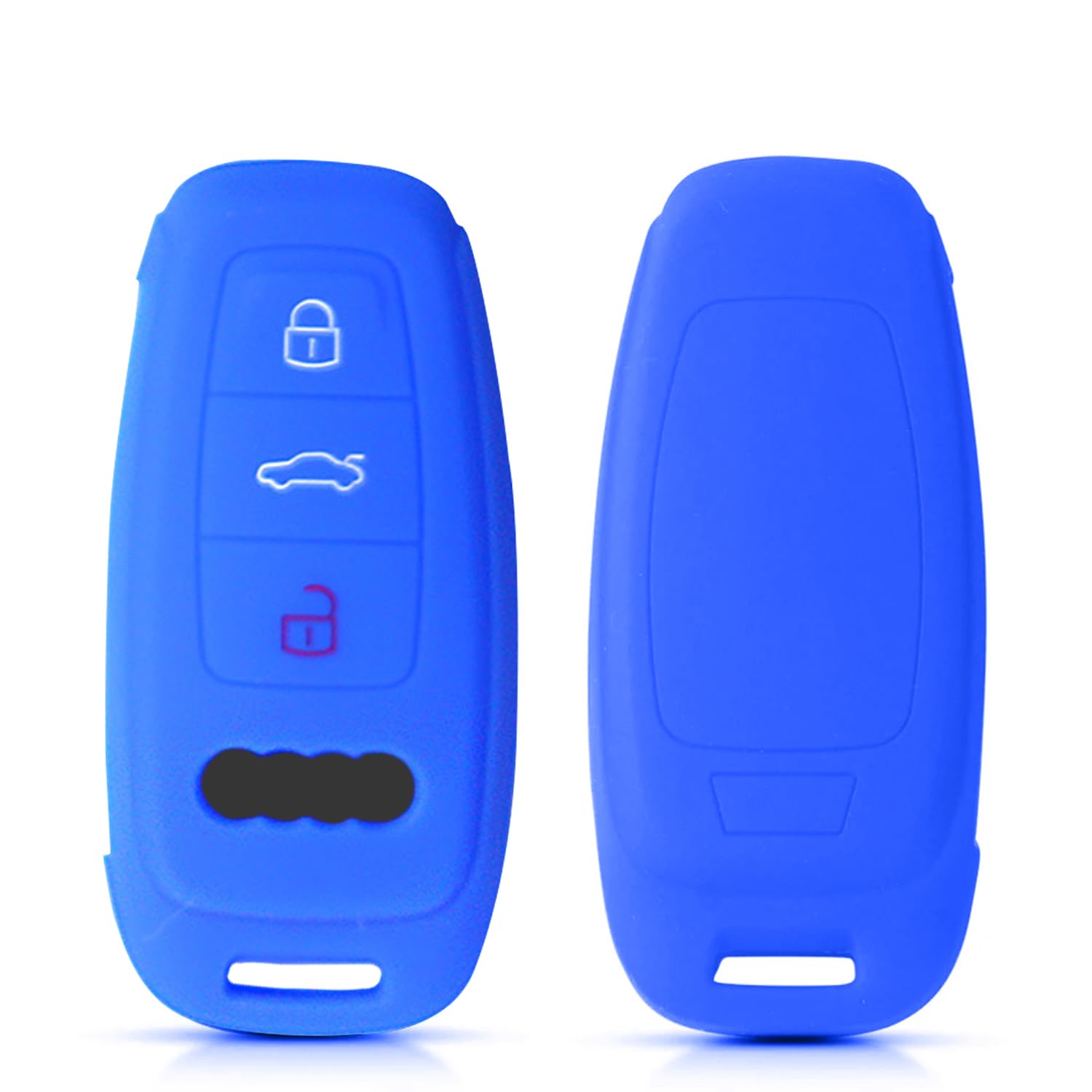 Kesiku Audi Key Cover for Audi A6 A7 A8 S6 S7 RS6 RS7 Q7 Q8 SQ7 SQ8 A6L A8L E-Tron, TPU Audi A6 Key Fob Cover, Audi Q7 Key Cover Silicone - 3 Button (Blue)