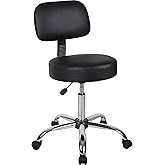 Boss Office Products B245-BK Be Well Medical Spa Stool with Back, Black