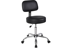 Boss Office Products B245-BK Be Well Medical Spa Stool with Back, Black