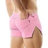 GENEMEN Mens 3 Inch Inseam Shorts Gym Running Sweat Shorts with Back Pockets