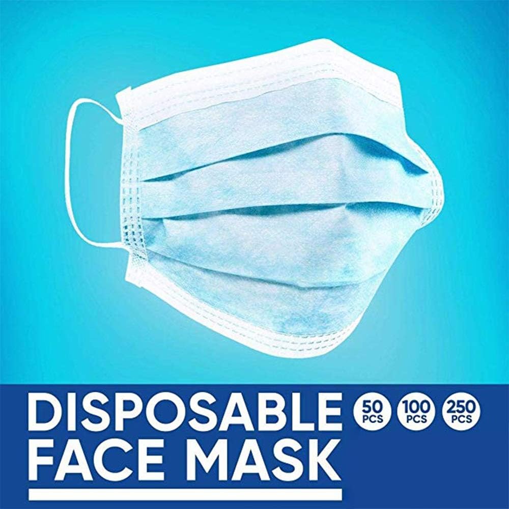 DHUYUN Disposable Face Masks 50PCS Disposable 3-Layer Face Masks Ply Breathable and Comfortable for Air Pollution Filter Pollen Dust Fog Haze (Random Color) Filtering Masks