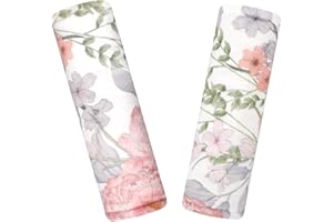 Car Seat Strap Pads for Baby Kids, HNHUAMING Ultra Soft Pink Carseat Straps Shoulder Covers, 2 Pack Infant Seat Belt Cover Pad for Baby Car Seats/Strollers/High Chair/Pushchair, Floral