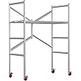 Scaffolding Work Platform, Rolling Scaffolding with Wheels, Scaffold for Building Construction, Interior Painting, Home Improvement（59.0" Height, 500LBS Capacity, Silver)