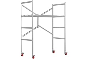 THOOUM Scaffolding Work Platform, Rolling Scaffolding with Wheels, Scaffold for Building Construction, Interior Painting, Home Improvement（59.0" Height, 500LBS Capacity, Silver)