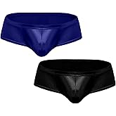 Ausing Men's Mini Cheeky Thong Underwear Sexy Low Rise Boxer Brief Pouch Shiny Metallic Brazilian Back Under Panties