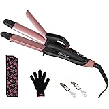 JYfeel 2 in 1 Travel Curling Flat Iron Dual Voltage Mini Hair Straightener and Curler with 1 Inch Rose Gold Ceramic PTC Plate