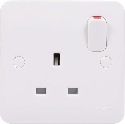 Schneider Electric Lisse White Moulded Double Pole 13A Switched Power Socket