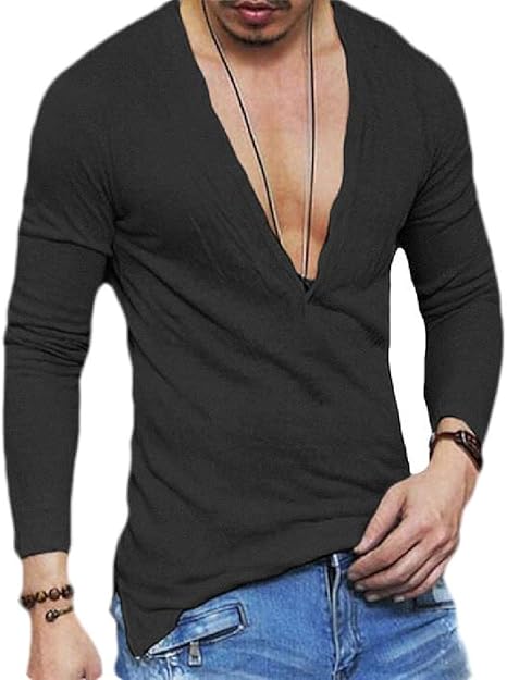 long sleeve deep v neck shirt