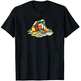 Melted Rubi Cube 3D Model Puzzle T-Shirt, Melting Rubi Cube Shirt. Unisex T-Shirt Casual Short Sleeve