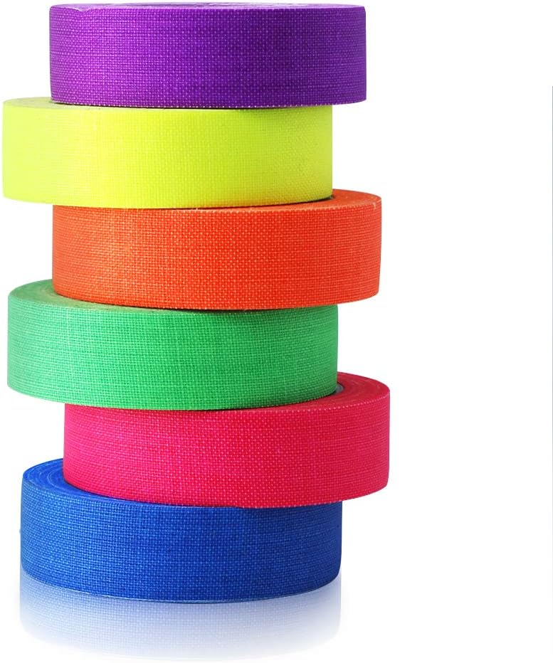 LightingWill UV Blacklight Neon Tape 6 Colors 0.59in x 16.5ft Roll