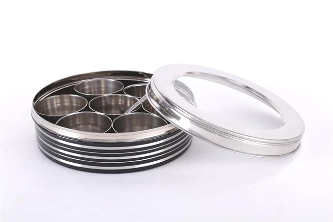 King International Stainless Steel Spice Box, 20 X 20 X 8 cm, Black