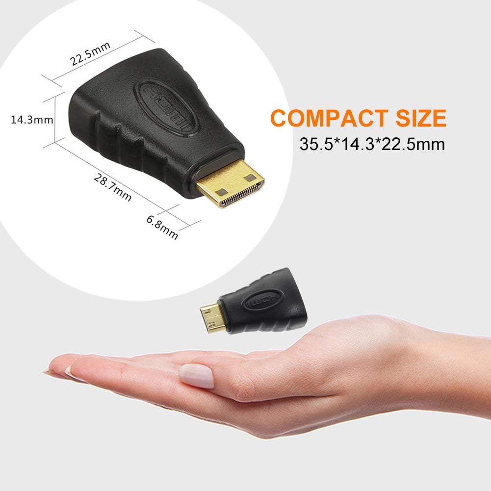 VCE 2-Pack HDMI Mini Adapter Gold Plated Mini HDMI to HDMI Connector 4K Compatible for Raspberry Pi Zero W, Camera, Camcorder, DSLR, Tablet, Video Card: Home Audio & Theater