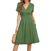 WEACZZY Women's Summer Short Sleeve Casual Dresses V-Neck Floral Party Dress with Pockets