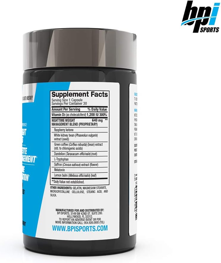 BPI Sports Nite burn – Fat Burner – Sleeping pill – Keto-Friendly – Weight Loss, Burn Fat, Relaxation, Boost Metabolism – 30 servings – 640mg: Health & Personal Care