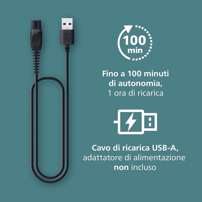 Bodygroom series 5000 - Rifinitore per uomo tripla protezione, Rifinitura e rasatura intima, Accessorio per la schiena pieghevole, Impermeabile 100%, 100 minuti di autonomia, Modello BG5480/15