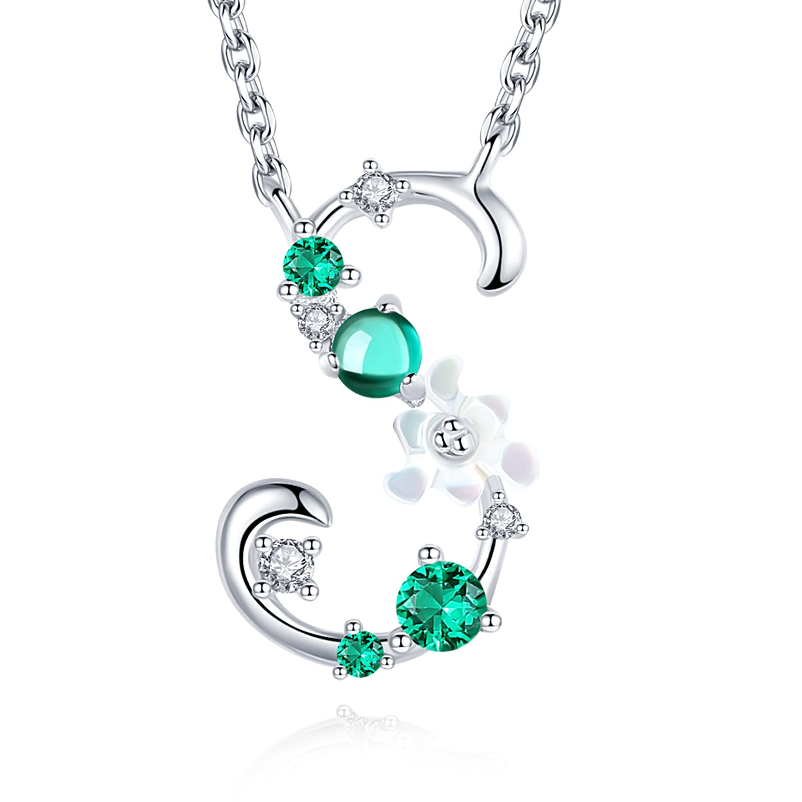 VIKI LYNN Letter S Initial Necklace 925 Sterling Silver Cubic Zirconia Personalised Alphabet Charm Pendant Necklace for Girls