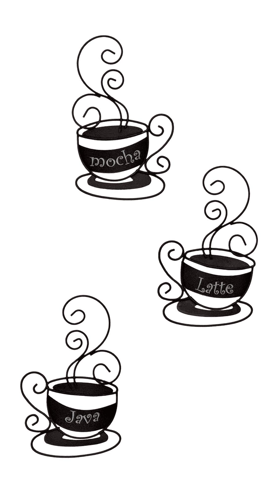 Photo 1 of Collections-Etc 3 PCS Metal Wall Art Coffee Decor – Coffee Cups with Mocha Latte Java Sign for Kitchen, Living Room, Dining
