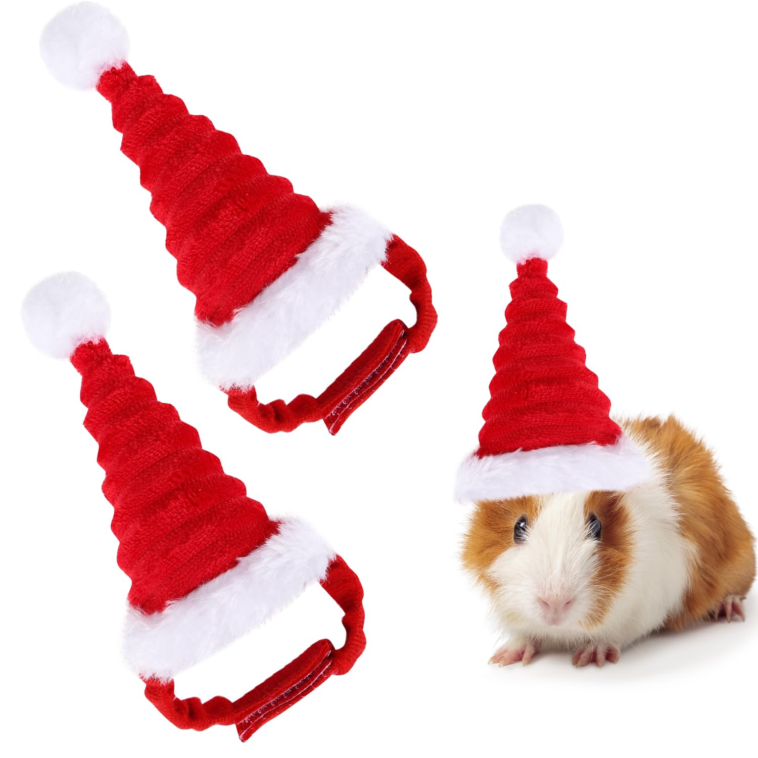 MEISH 2 PCS Hamster Christmas Hat Small Pet Santa Hat Christmas Decorative Headwear Outfits for Hamster Rabbit Guinea Pig