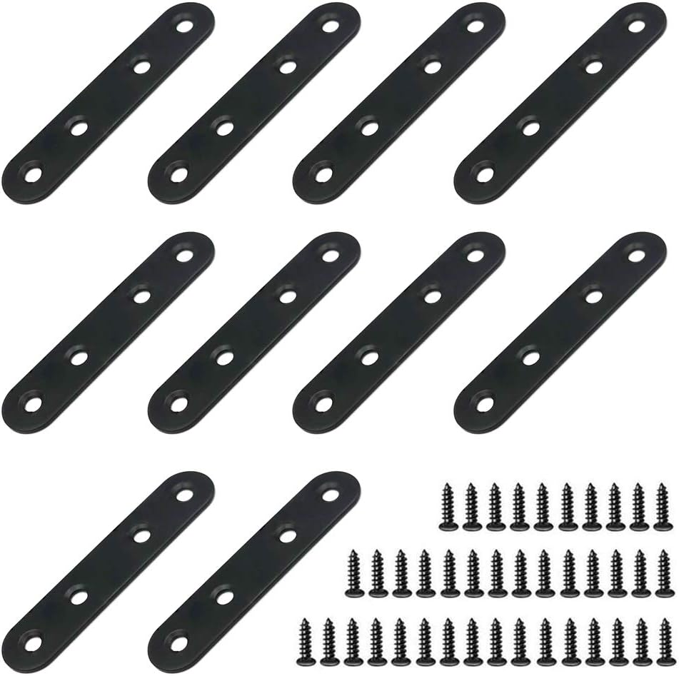BuxiuGK 10 Pieces 80x16 mm Flat Brace Flat Bracket Stainless Steel Heavy Duty Straight Repair Joining Mending Flat Bracket for Furniture Fixation
