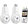 SYMYNELEC Light Bulb Security Camera: 5G WiFi Socket Camera Outdoor - Wireless Lightbulb Camera Waterproof for Home with Night Vision Motion Detection 2Packs