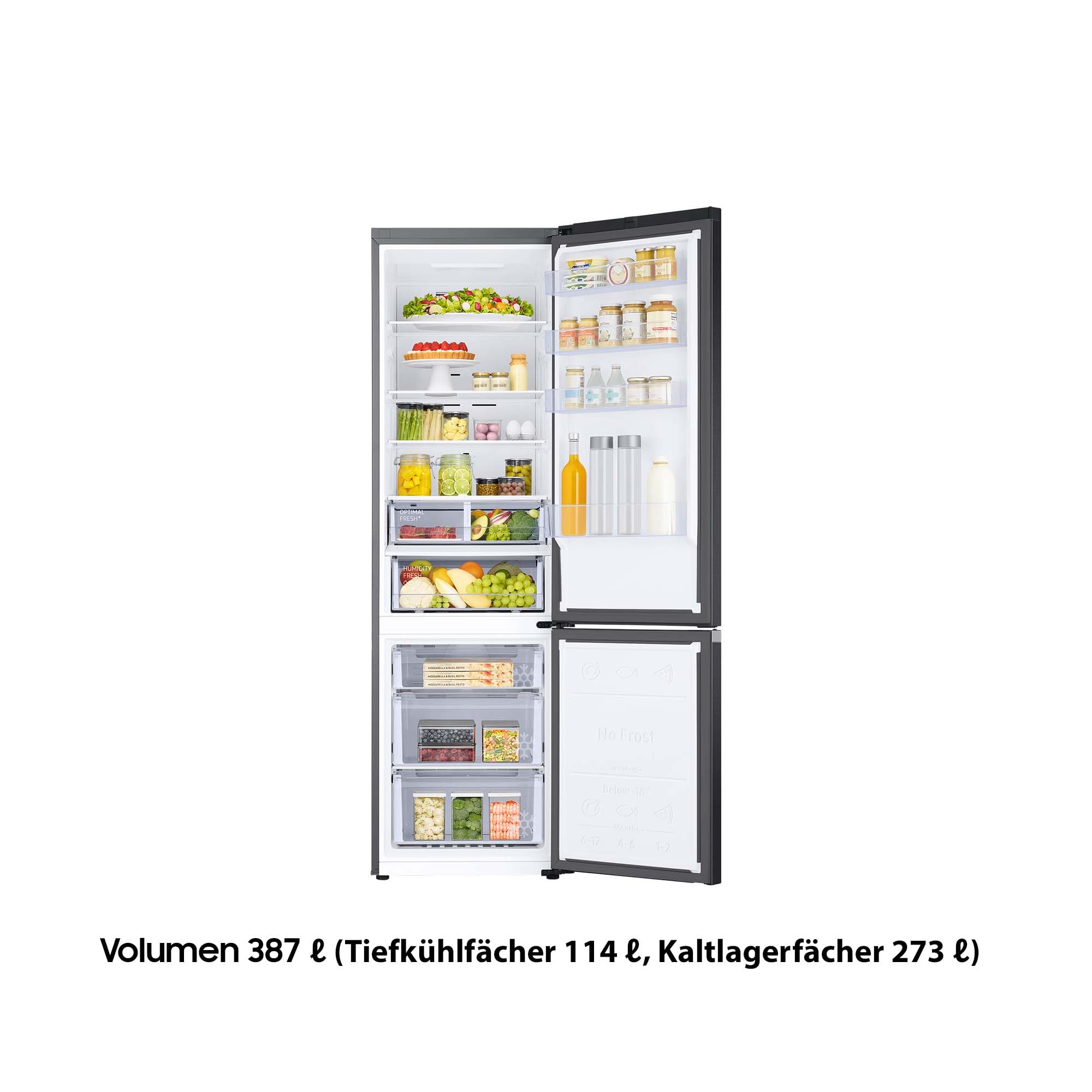 Samsung RL38T607BB1/EF Kühl-Gefrierkombination, 203 cm, 387 l, Kühlschrank mit Gefrierfach, Twin Cooling+, No Frost+, SpaceMax, Optimal Fresh+, Humidity Fresh, Premium Black Steel 3