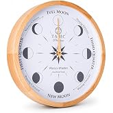 Tabic Planeteco Moon Master - Precision Lunar Phase Wall Clock - Accurate Moon Tracking &amp; Easy-to-Read Dial for Lunar Cycle - Stylish Round Moon Phase Clock - Celestial Home Decor - Natural Stain