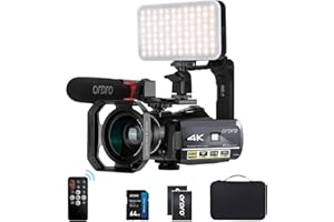 ORDRO UHD 4K Video Camera IR Night Vision Vlogging Camera for YouTube Digital Zoom Recorder with Microphone, Wide Angle Lens,