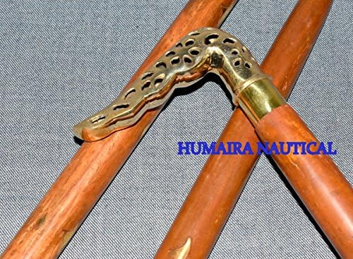 Antique Style Brass Designer Wooden Walking Stick/Cane Vintage Victorian Canes