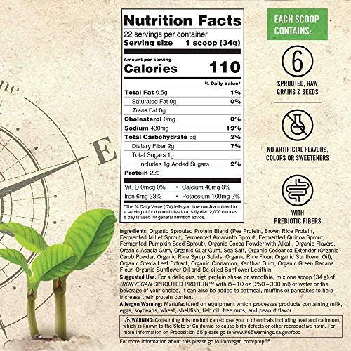 Iron Vegan Sprouted Protein Powder Organic Plant Based Protein Powder