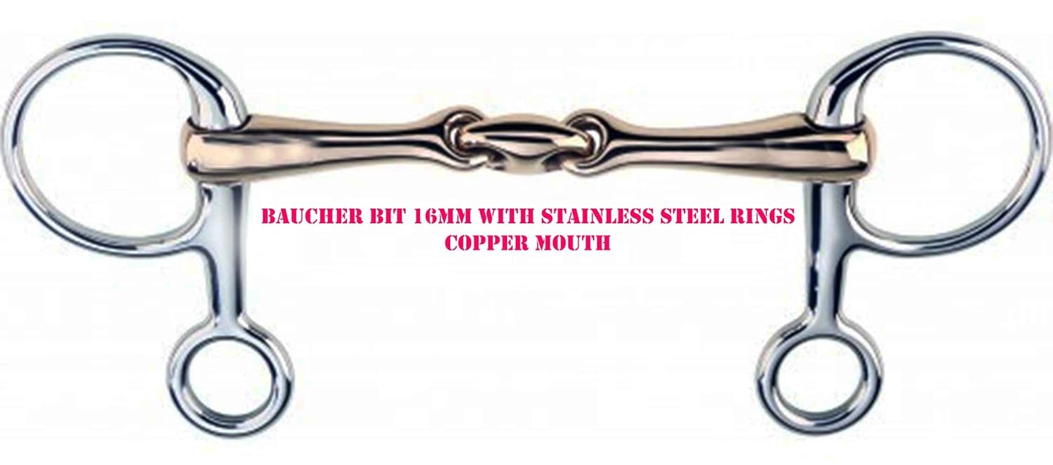 PRORIDER SS Hanging Cheek Lozenge Baucher Horse Bit with Copper Dog