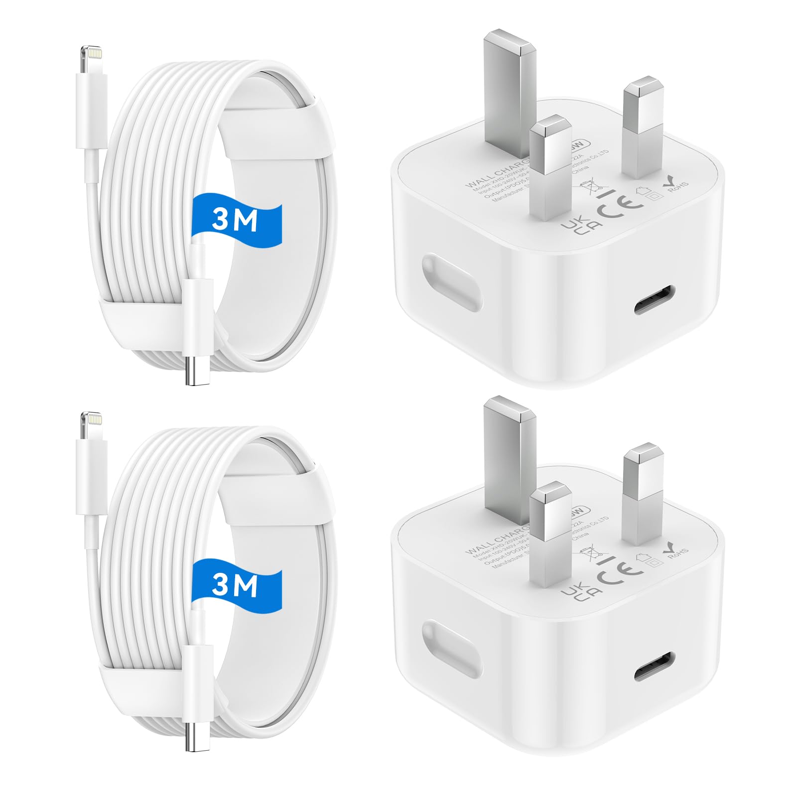 For iPhone 14 13 12 11 Charger iPhone Charger fast Charge 3M Long usb c lightning cable with 20W USB C Charge Plug UK Wall Phone Power Adapter Lead Head for iPhone 14/13/12/11/Pro/Max/XS/Max/XR/X,iPad