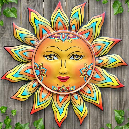 Metal Sun Flower Wall Decor - 12.87 inches Sun Wall Art Hanging