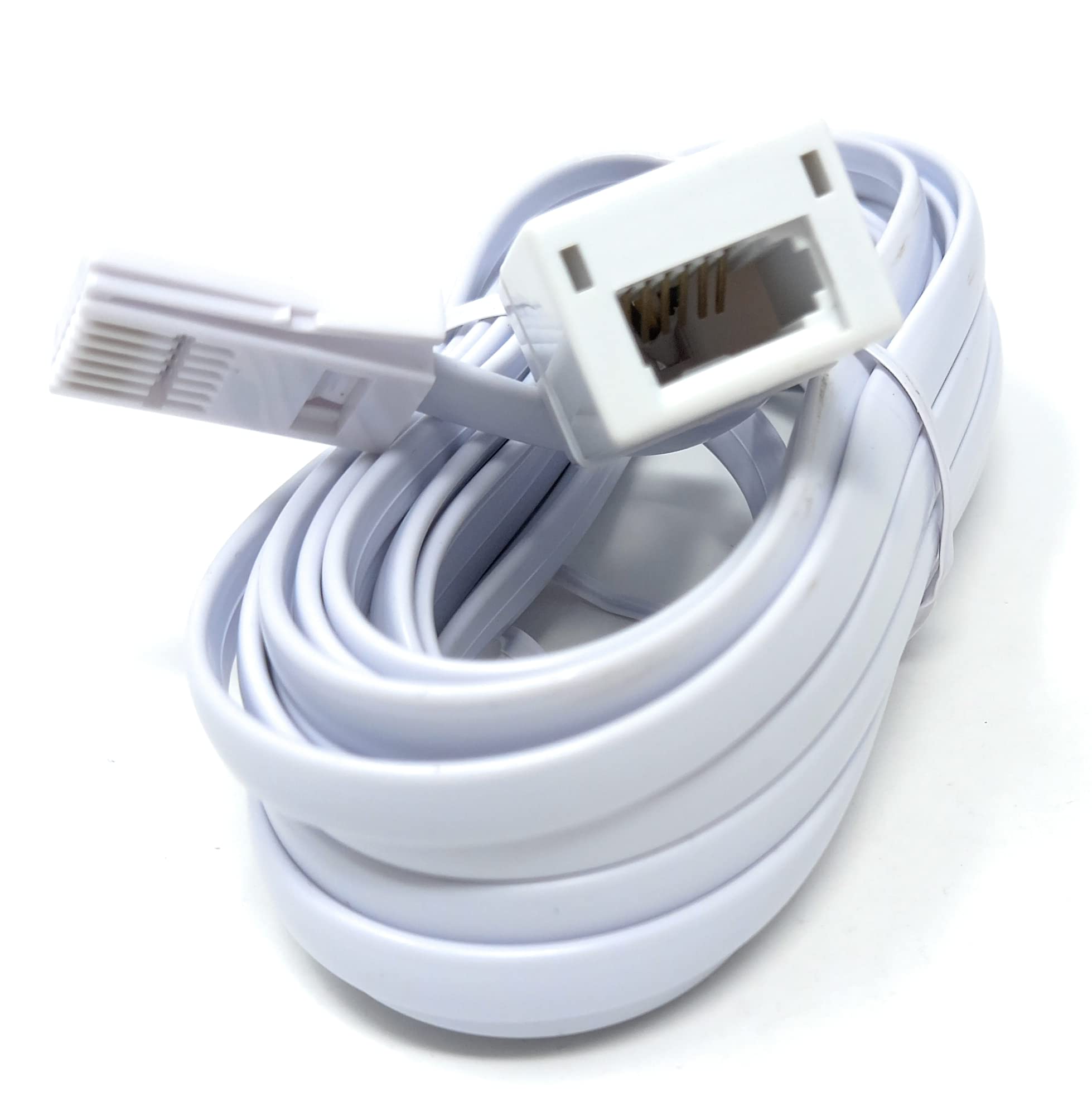 DRUT 5m BT Telephone Extension Cable Lead Wire, 6-pin Core (631a) BT Male to BT Female, Jack to Socket, Flat Cable for Home Office Phone