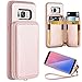 ZVE Case for Samsung Galaxy S8, 5.8 inch, Leather Wallet Case with Card Holder Slot Zipper Wallet Pocket Purse Handbag Wrist Strap Protective Cover for Samsung Galaxy S8, 5.8 inch 2017 - Rose Gold