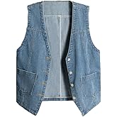 DYYLZYJ Mens Denim Vests Sleeveless Western Cowboy Retro Button Down Jean Vest Jackets